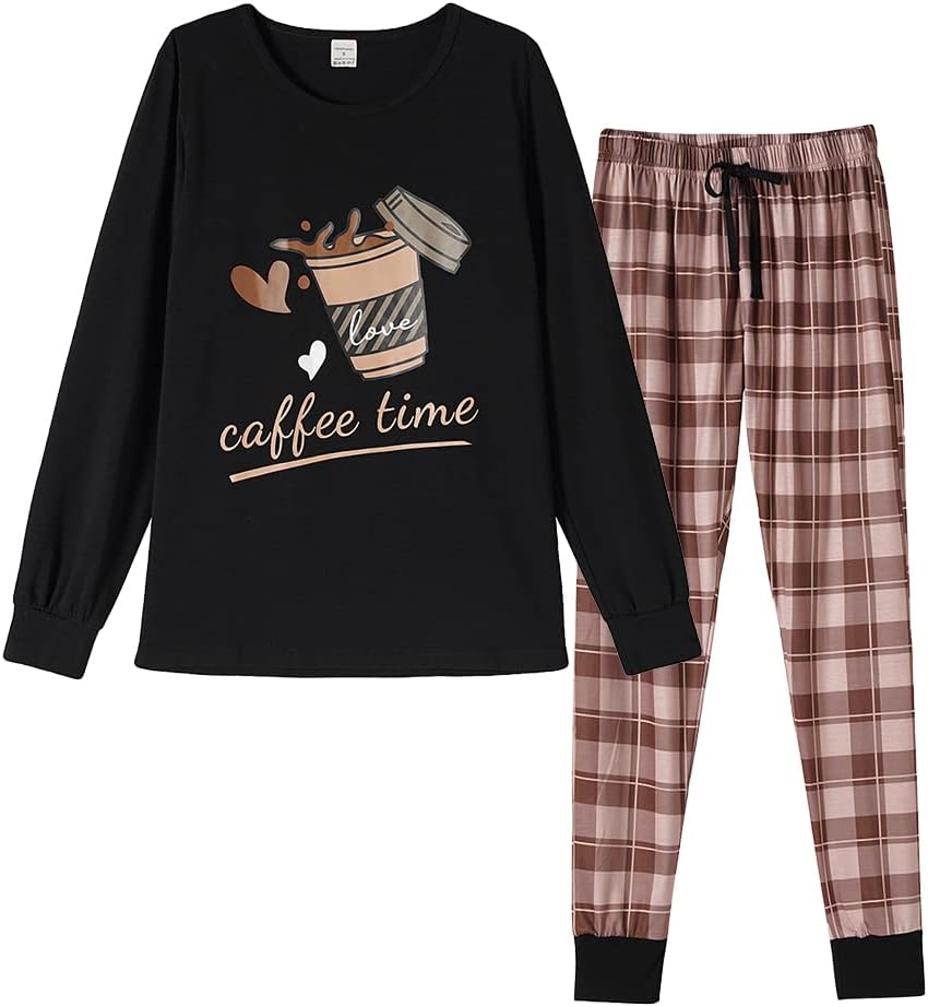 VENTELAN Women Pajamas Cute Christmas Bear Sleepwear Long Sleeve Stripes Loungew...
