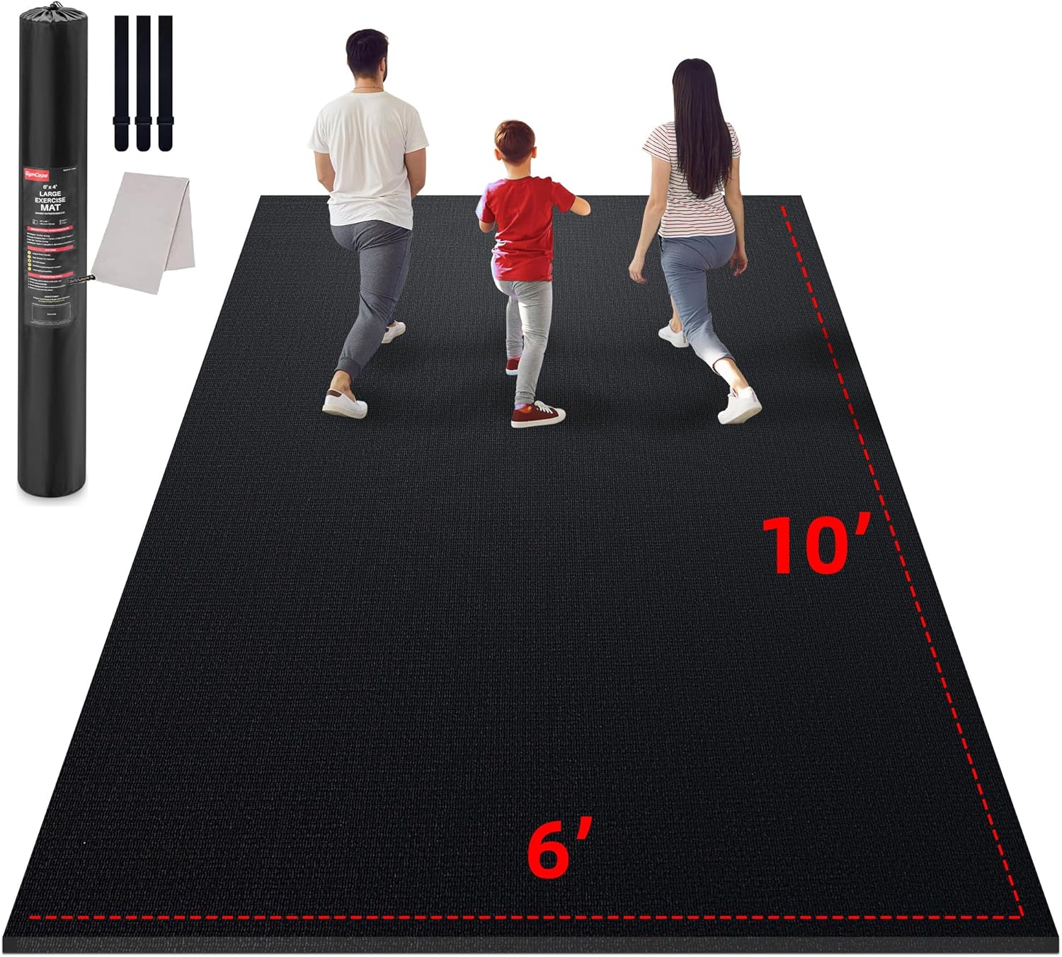 Large Exercise Mat for Home Workout,12‘x6’/10'x6'/9'x6'/8'x6'/7'x5'/6'x4' (7mm)...