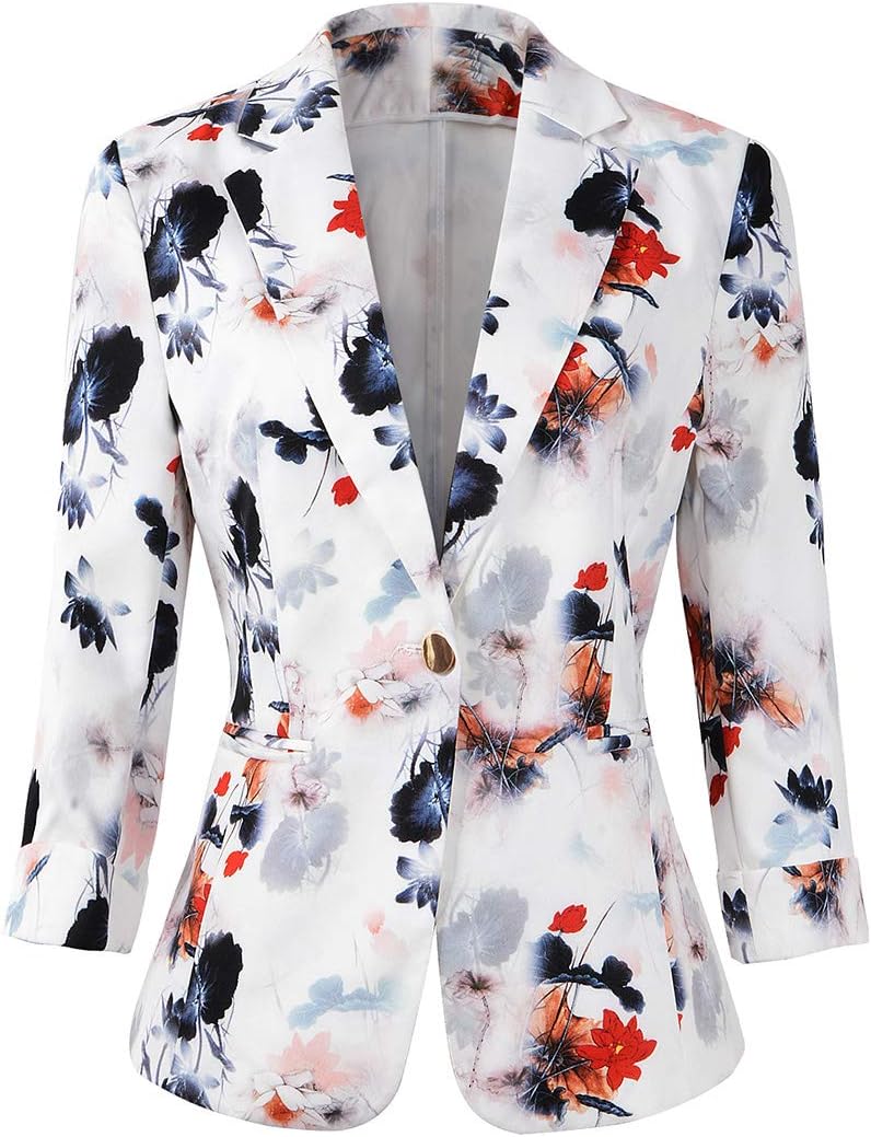 Beninos Womens 3/4 Sleeve Lightweight Office Work Suit Jacket Blazer X-Large Whi...
