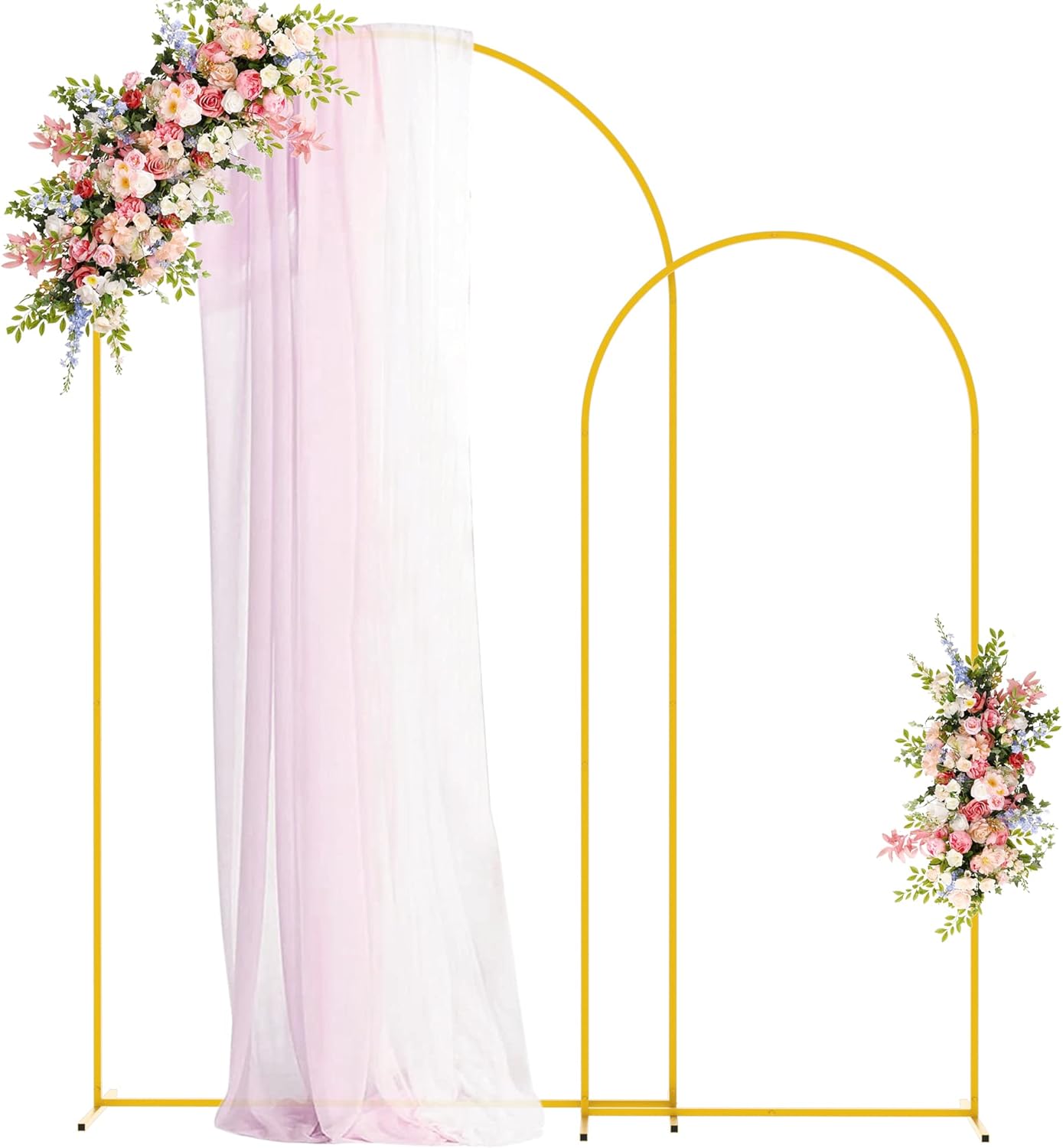Fomcet Metal Arch Backdrop Stand Set of 2 Gold Wedding Arch Stand 7.2FT & 6FT Ar...