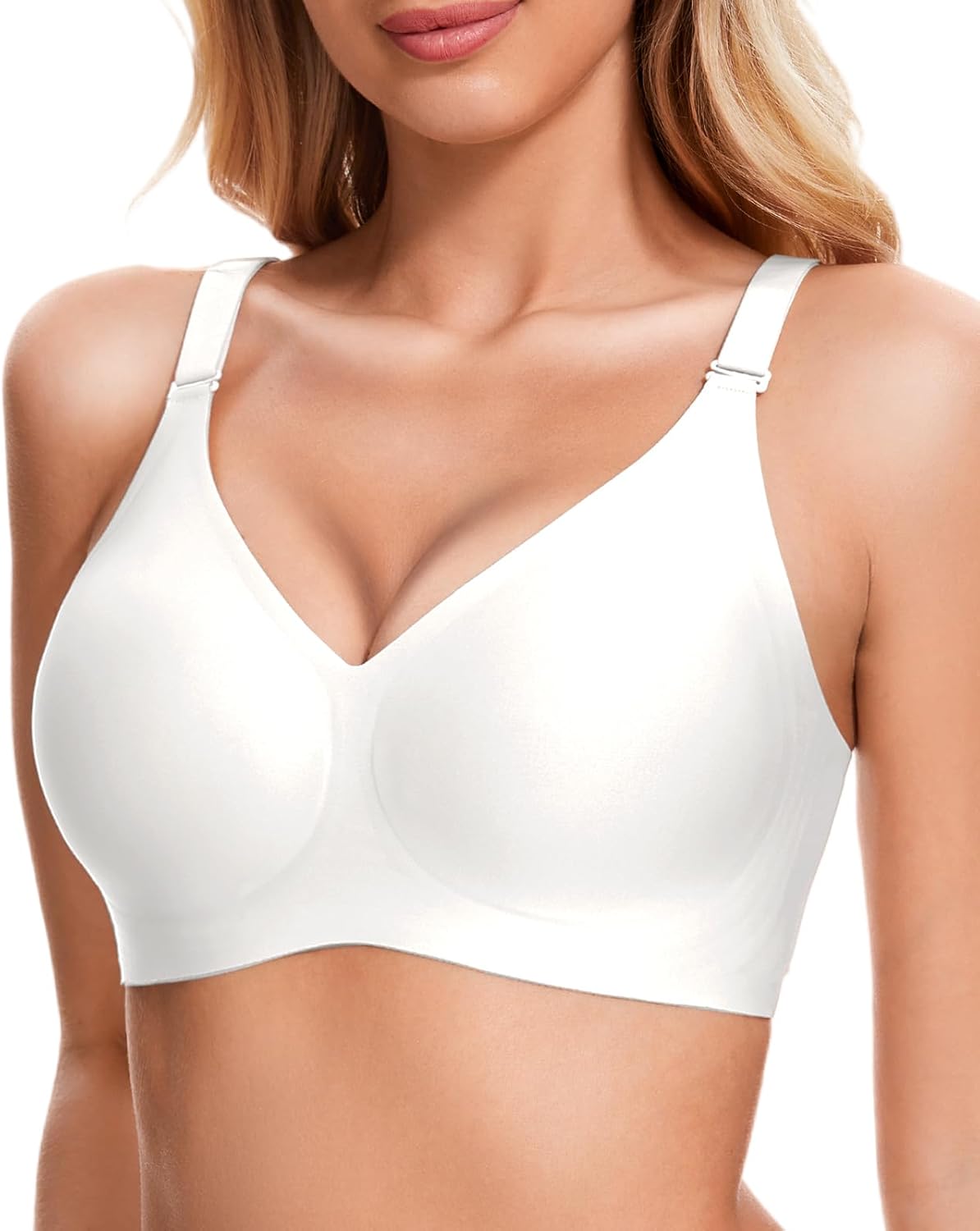 V Neck Wireless Bras for Women No Underwire Lightly Lift Womens Bras Soft Comfor...