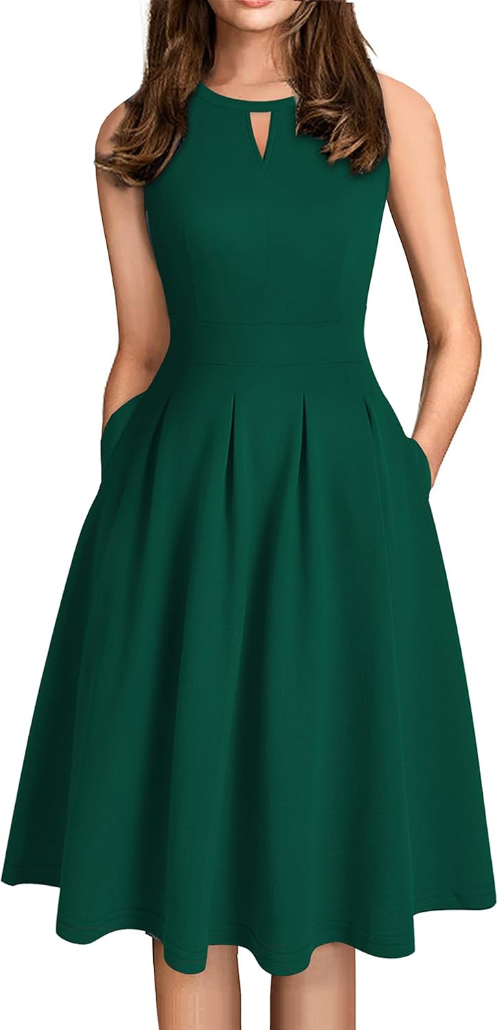 Sureple Women's Dress, Special Retro Sleeveless Swing Dress for Casual Work, Inn...