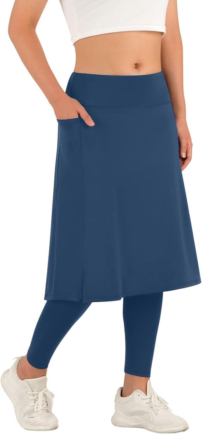 ANIVIVO Women Long Knee Length Skirt with Capris Leggings,Skirted Leggings with...