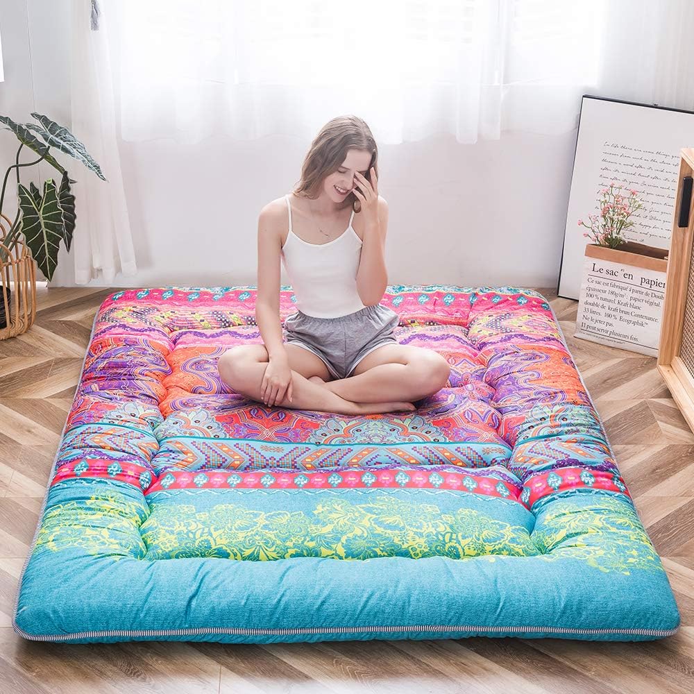 MAXYOYO Bohemian Retro Mattress, Special Boho Floral Japanese Futon Mattress, In...