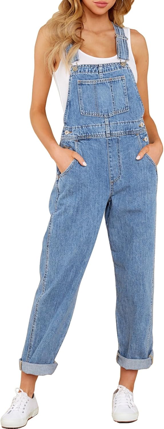 GRAPENT Overalls for Women Loose Fit Jean Denim Bib Jumpsuit Stretch Overall Pan...