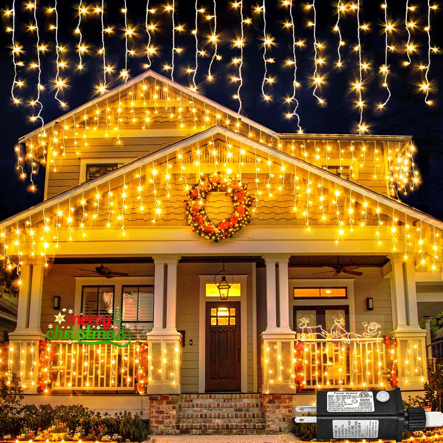 Outdoor Christmas Lights, Warm White Christmas Lights Outdoor with 66ft and 640...