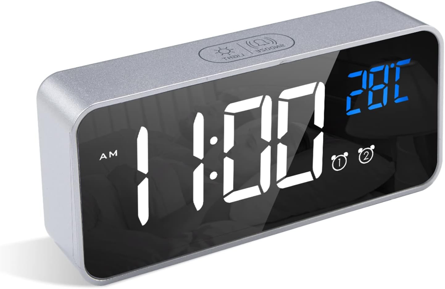 LATEC Digital Alarm Clock with Big LED Temperature Display Bedside Clock with 10...