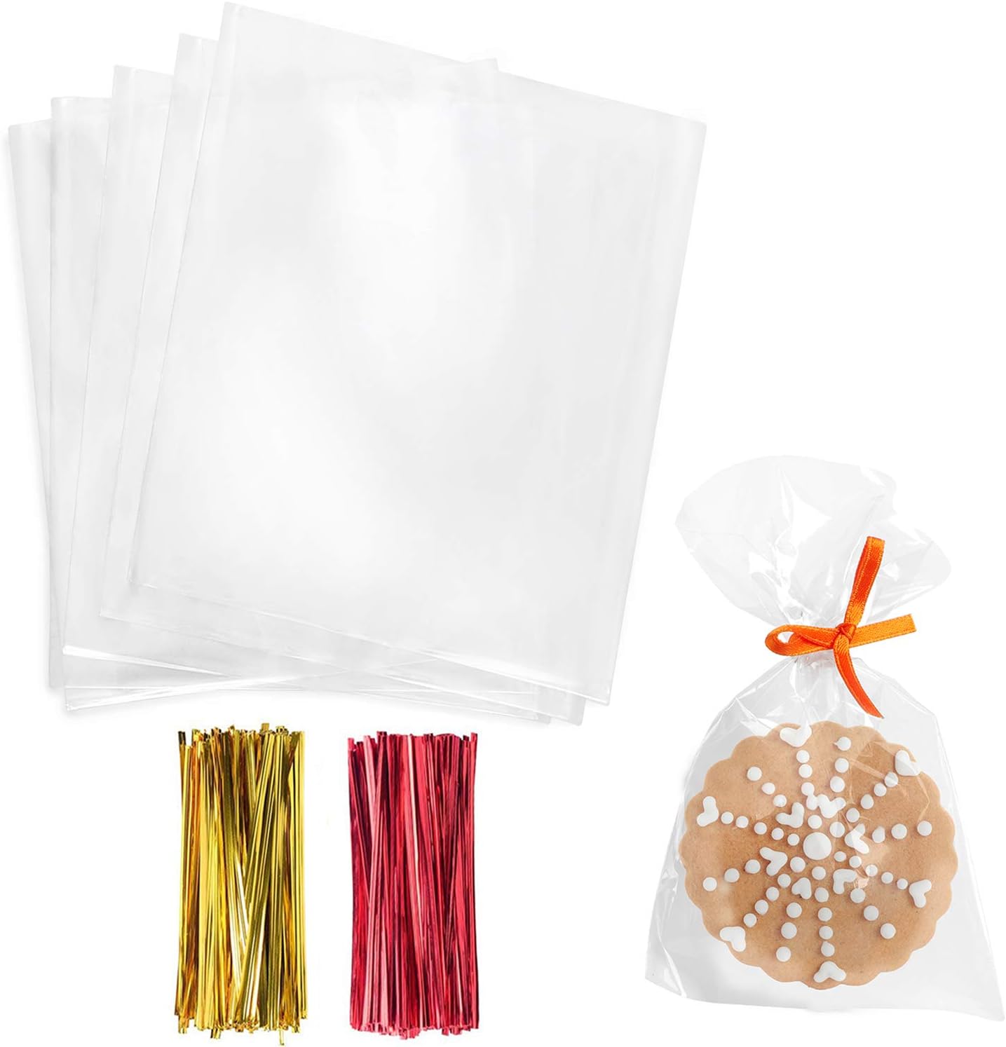 Morepack Cello Cellophane 4x6 Inches Cookie Bags 200 Pcs OPP Plastic Clear Treat...
