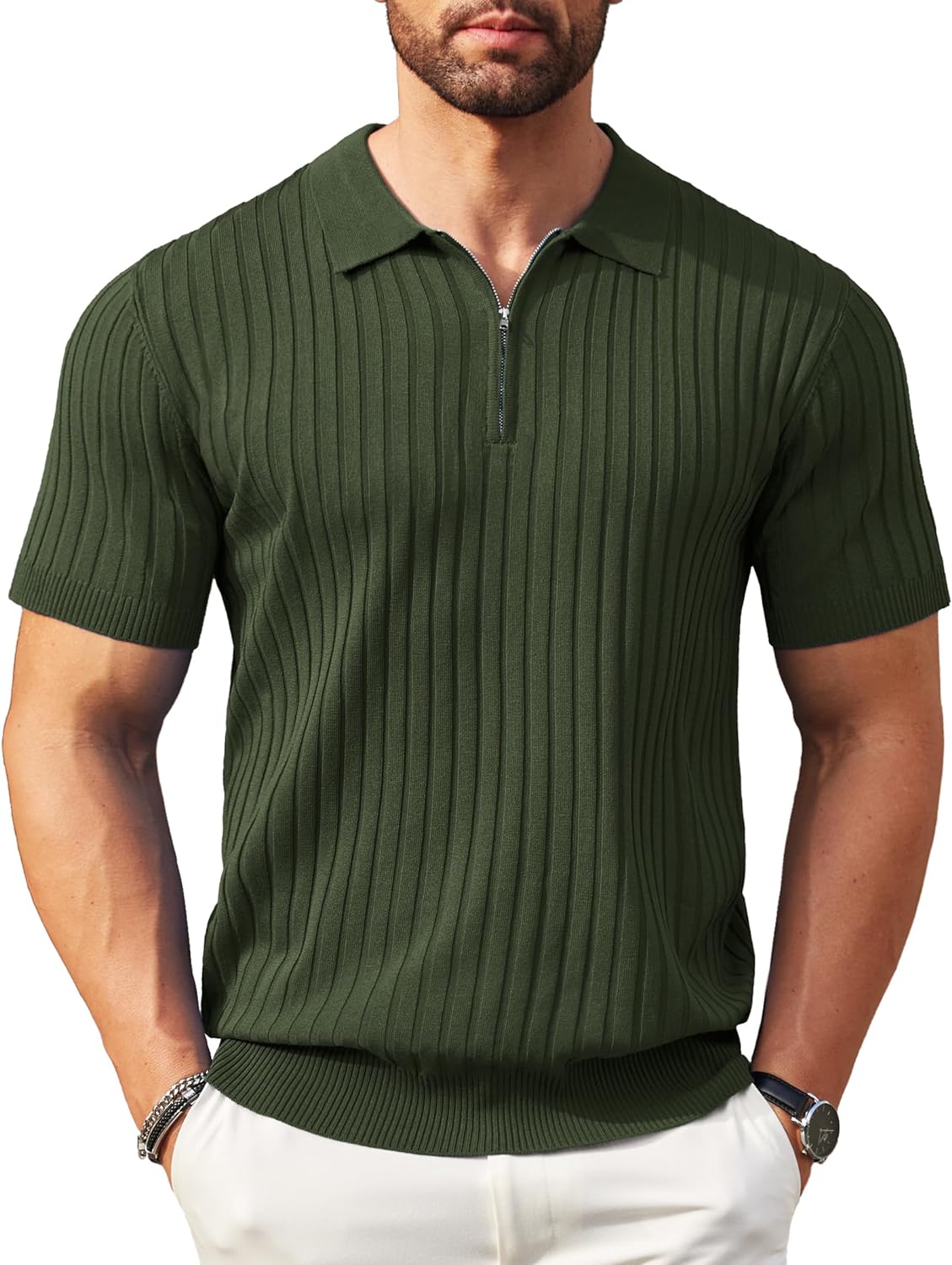 COOFANDY Men's Zipper Polo Shirts, Special Fashion Casual Golf Shirts, Innovativ...