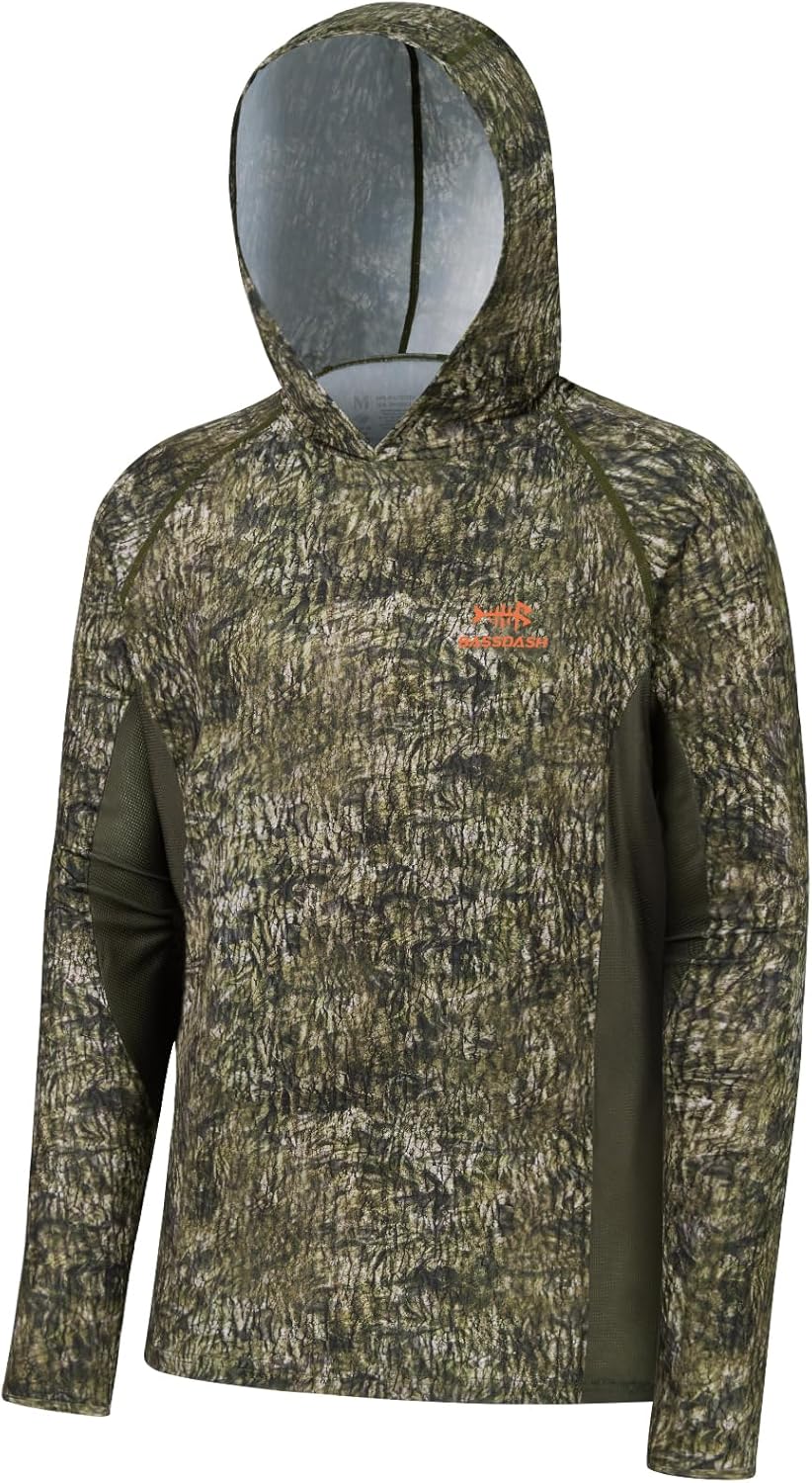 BASSDASH Men's UPF 50+ Lightweight Hunting Camo Hoodie Quick Dry Performance Lon...