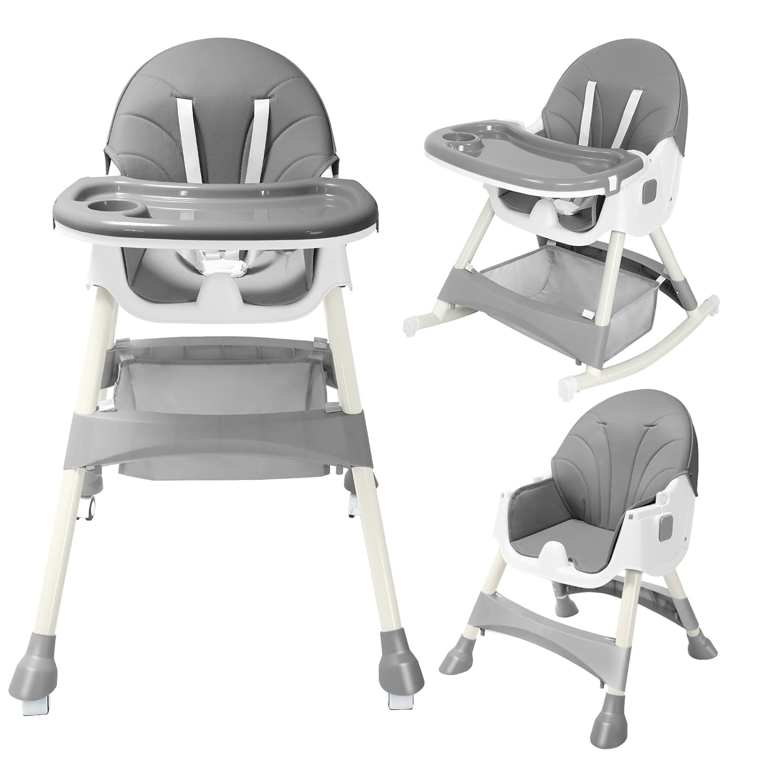 HARPPA Convertible 4-in-1 Baby High Chair for Toddlers with Removable Tray, Whee...