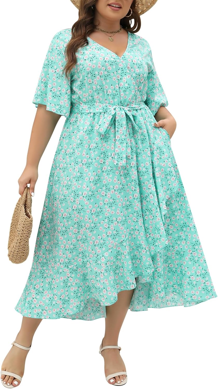 Unique Keluummi Plus Size Wedding Guest Dress, Special Summer Maxi Dress for Cur...