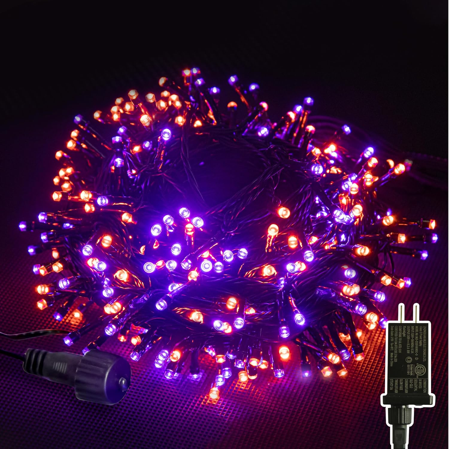 JACKYLED 300LED Purple & Orange Halloween Lights, 109FT Outdoor String Lights Co...