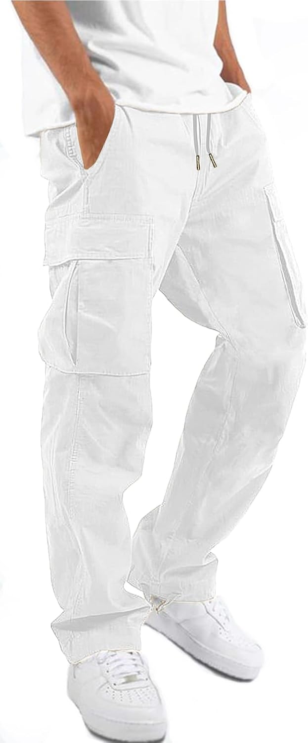 HUNGSON Mens Cargo Pants Casual Hiking Pants Joggers Athletic Pants Cotton Loose...