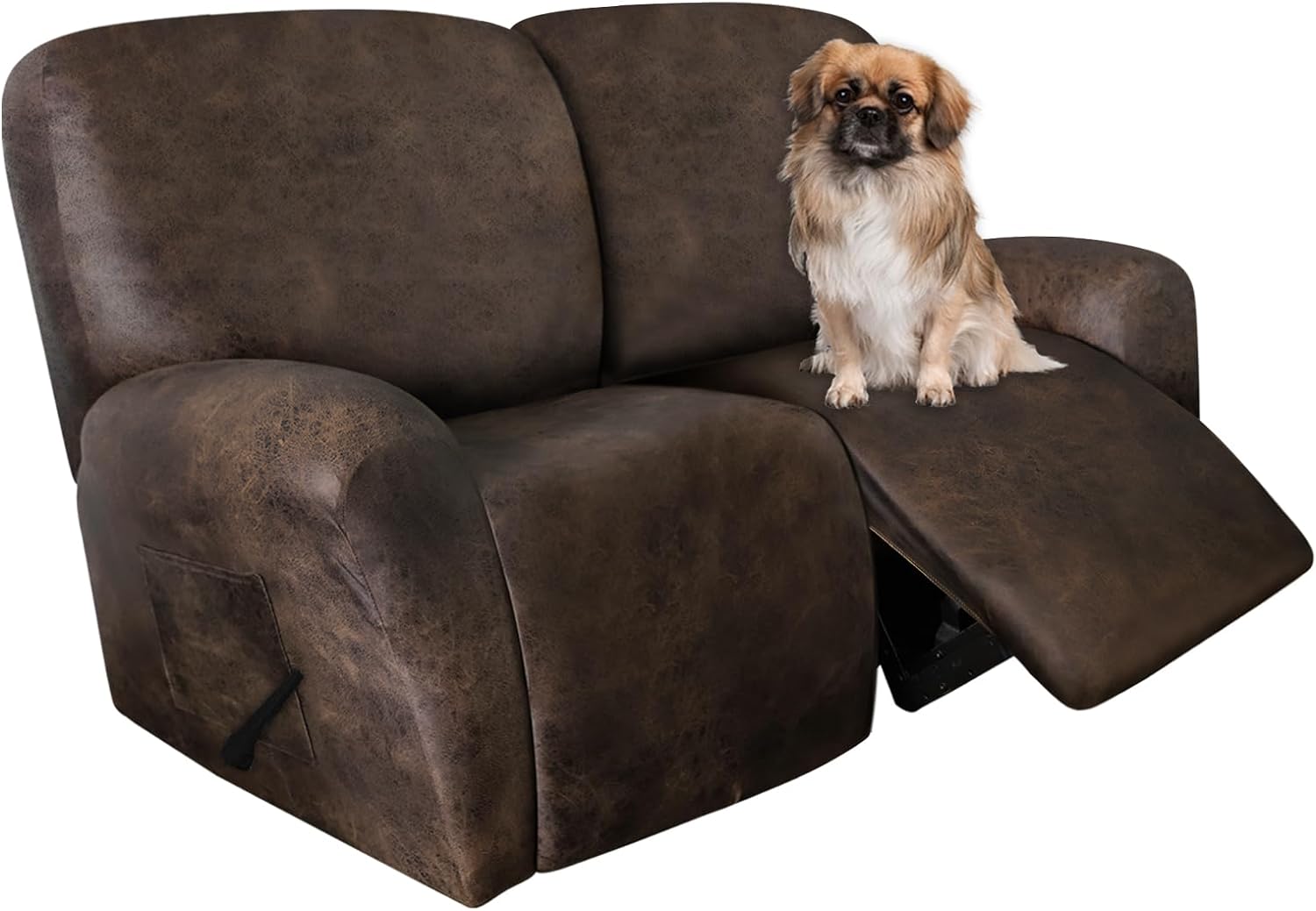 Leather Look Loveseat Recliner, Special Recliner Covers that Stay in Place, Inno...
