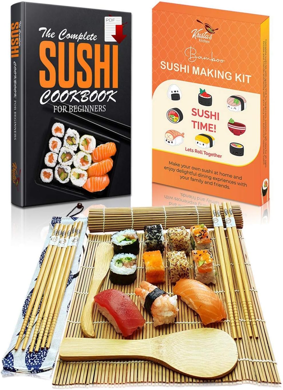 Sushi Making Kit – Beginners Sushi Maker Set with Bamboo Rolling Mat - Make Your...