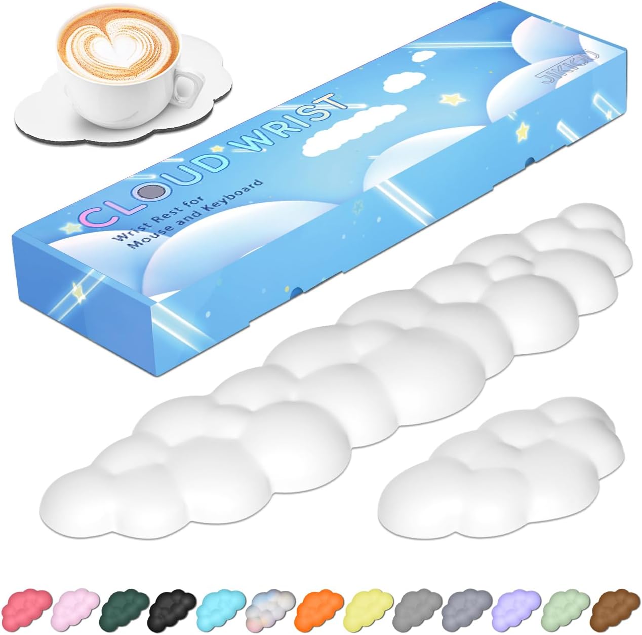 JIKIOU Upgrade Leather Cloud Keyboard Wrist Rest, Cloud Wrist Rest with Non-Slip...