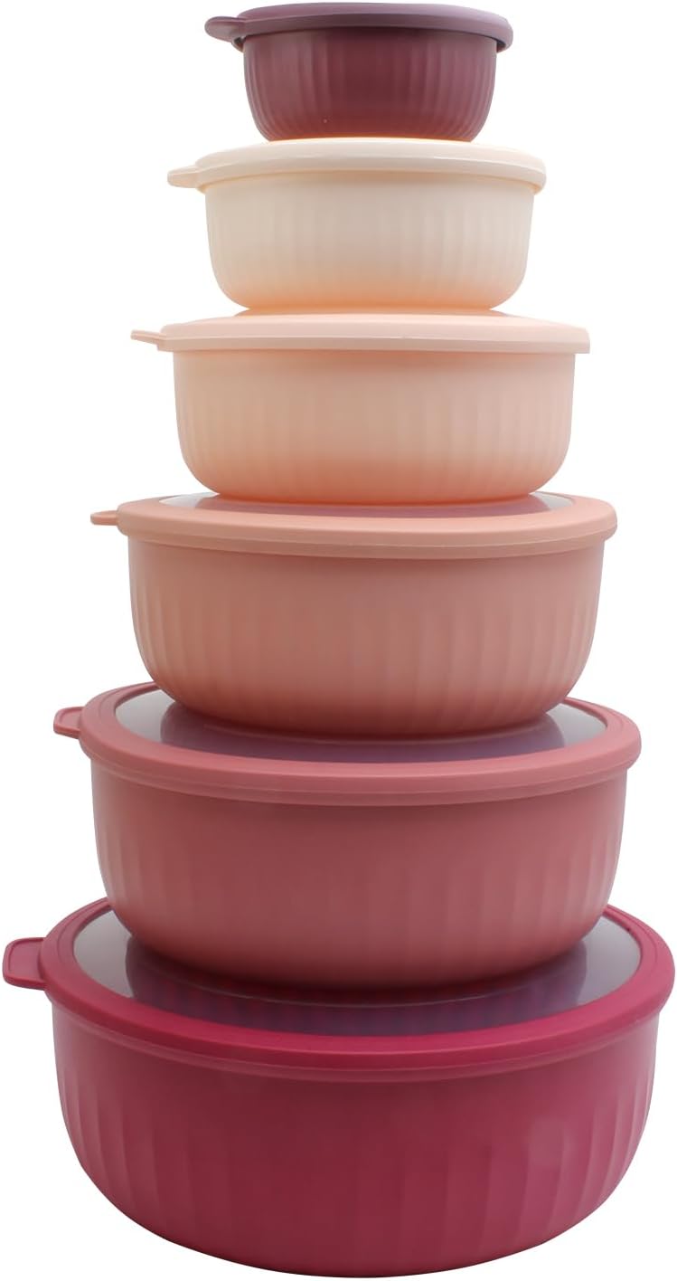 COOK WITH COLOR Prep Bowls, Special Mixing Bowl Set with Lids, Innovative Wide a...