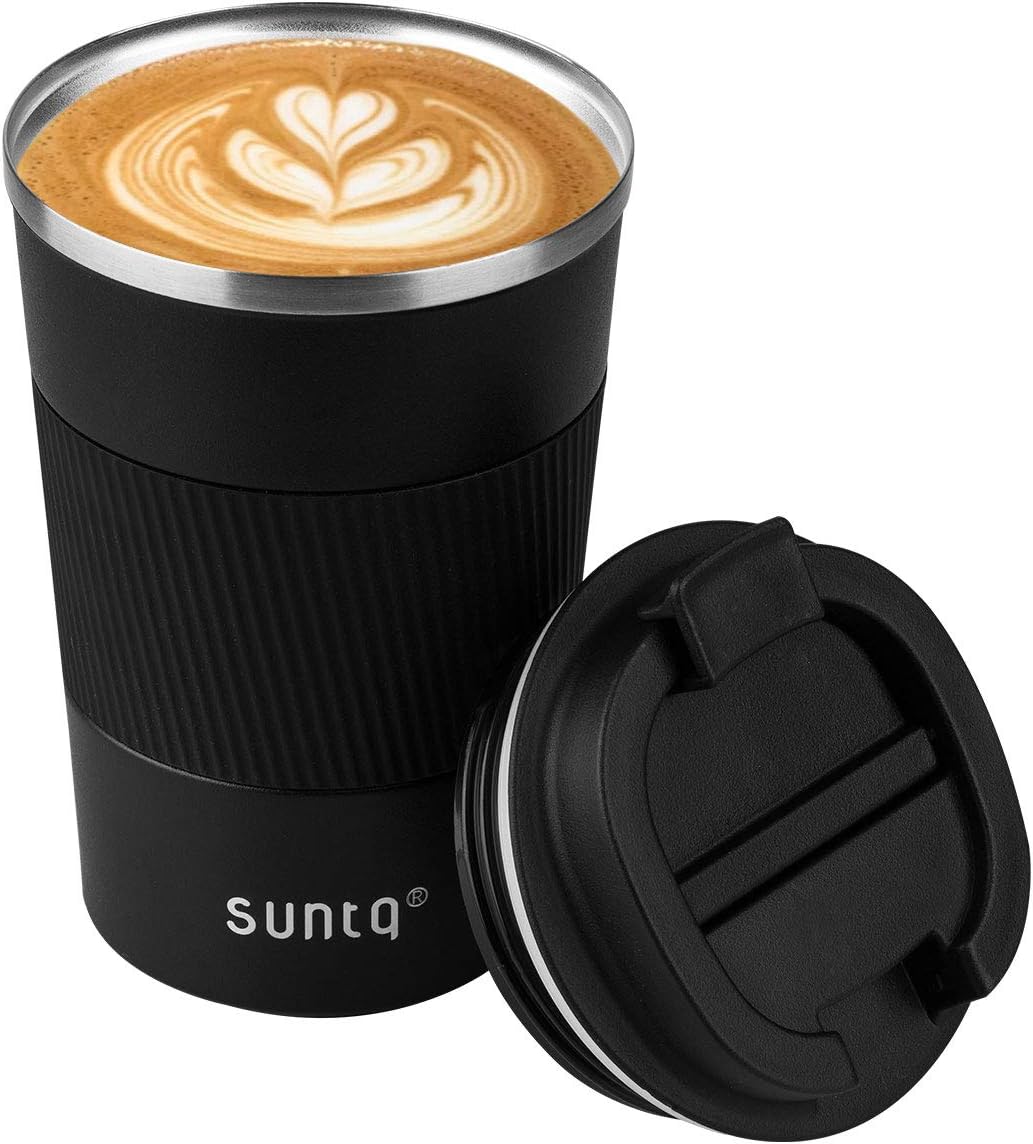 SUNTQ Reusable Coffee Cups Travel - Coffee Travel Mug with Leakproof Lid - Therm...