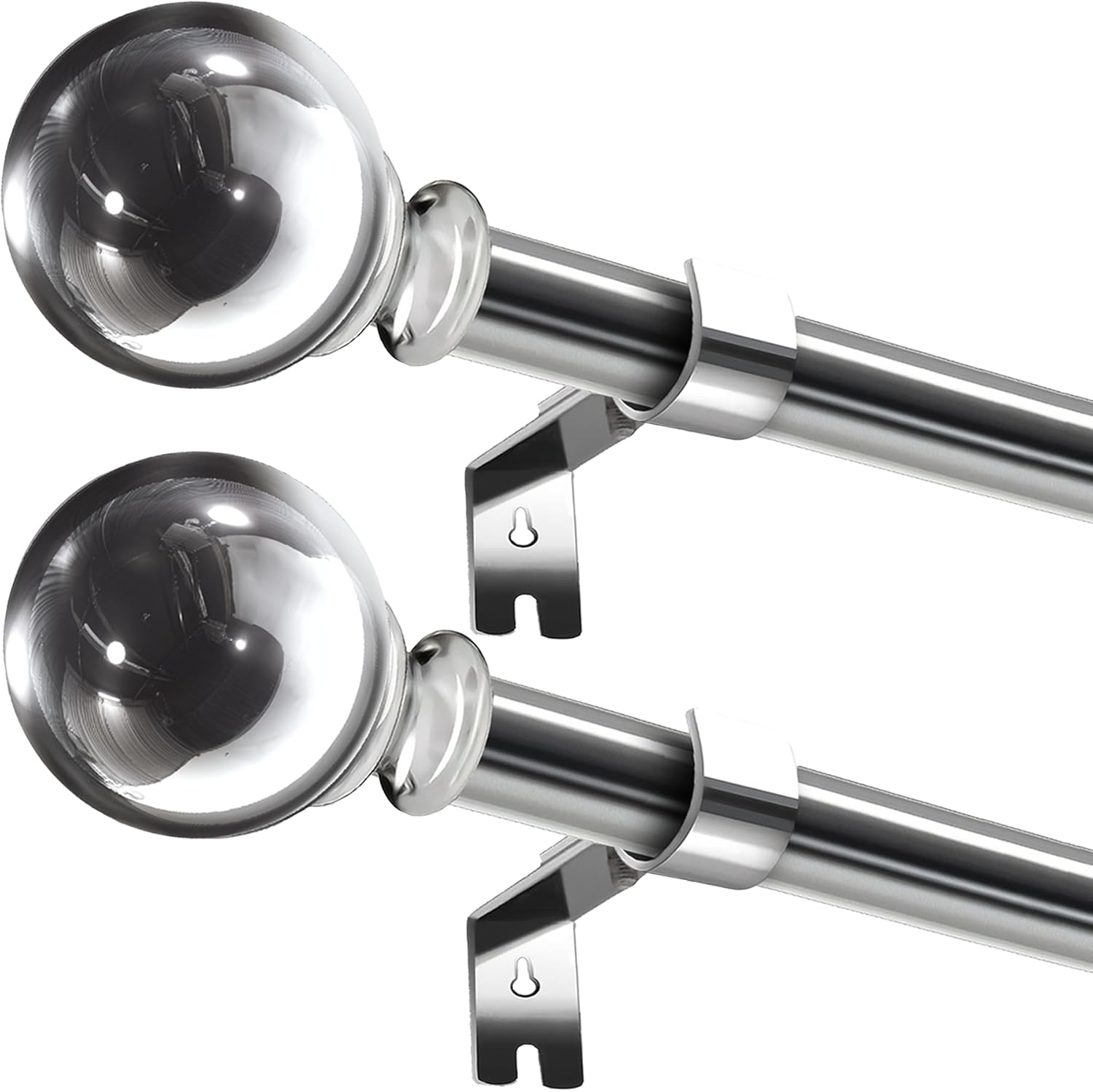 Pack of 2 Curtain Rails, Extendable Curtain Rod, Adjustable Curtain Rod, Telesco...