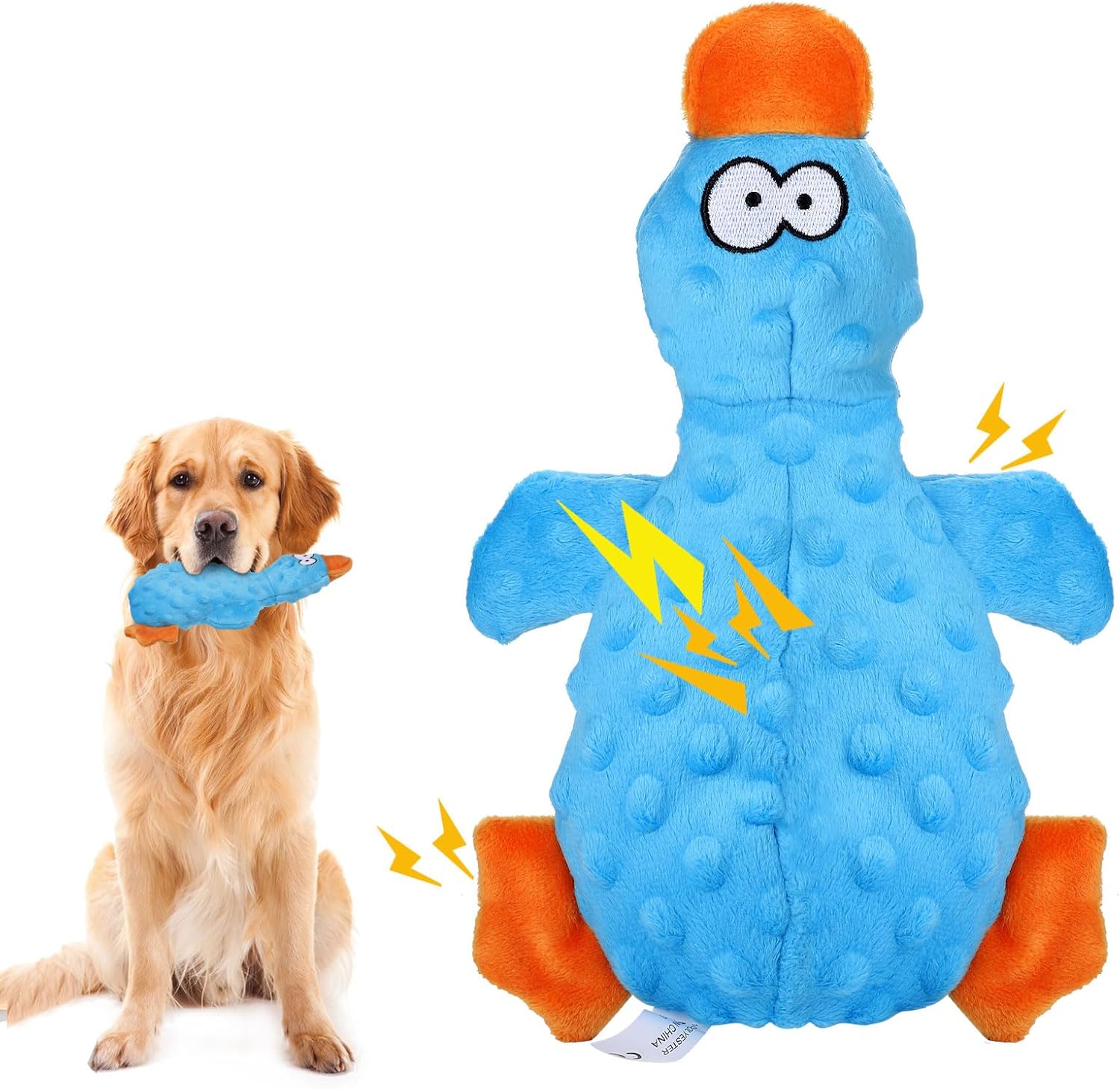 RAYITO Duck Dog Toys, Blue Squeaky Dog Toys Interactive Dog Toy Durable Dog Chew...