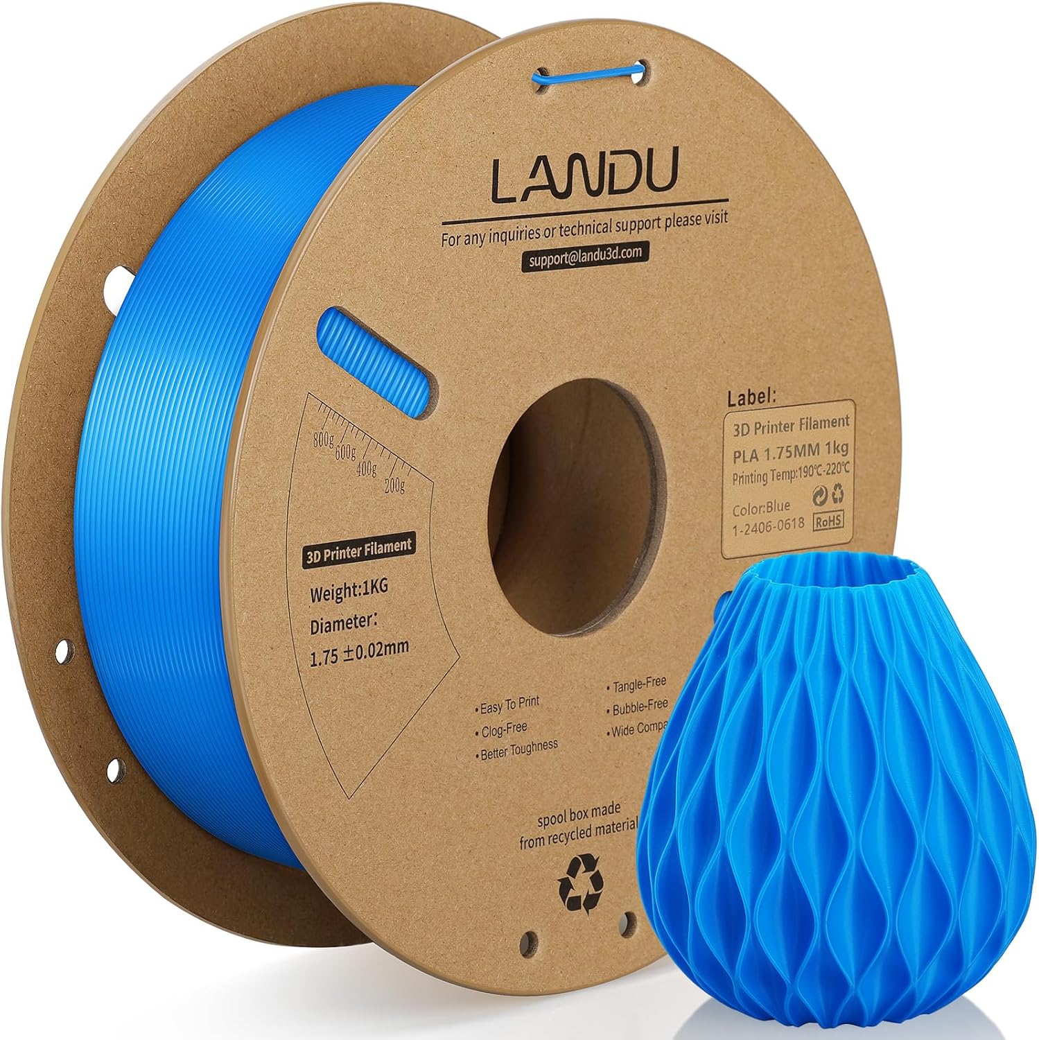 LANDU PLA Filament 1.75mm 1KG 3D Printer Filament 3D Printing Materials PLA Dime...