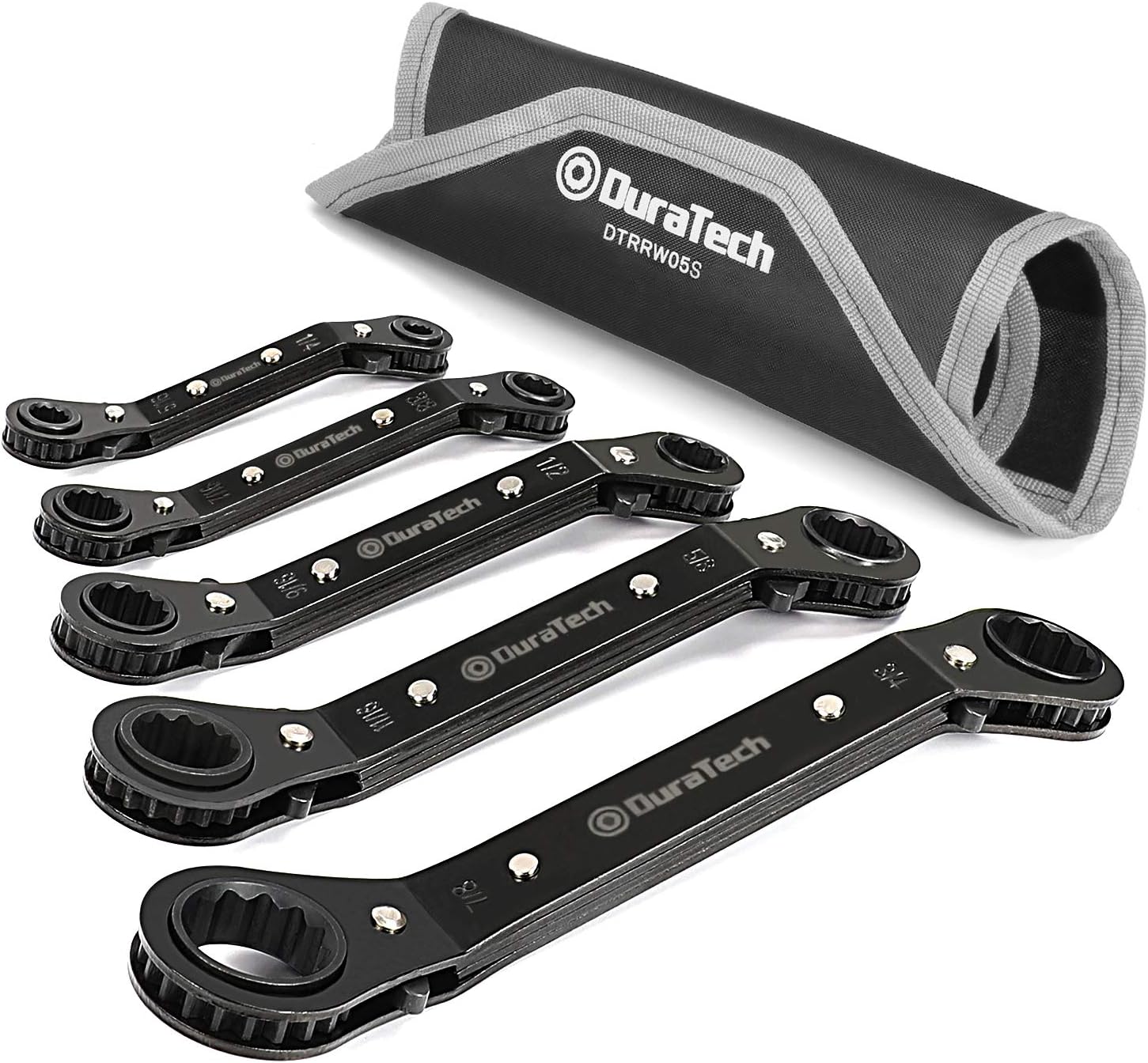 DURATECH 5 Pc Double Offset Box End Reversible Ratcheting Wrench Set, Special SA...