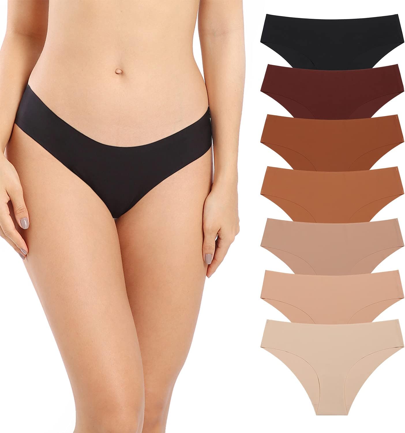 SHARICCA Women Seamless Cheeky Bikini No Show Panties Ladies Invisible Breathabl...