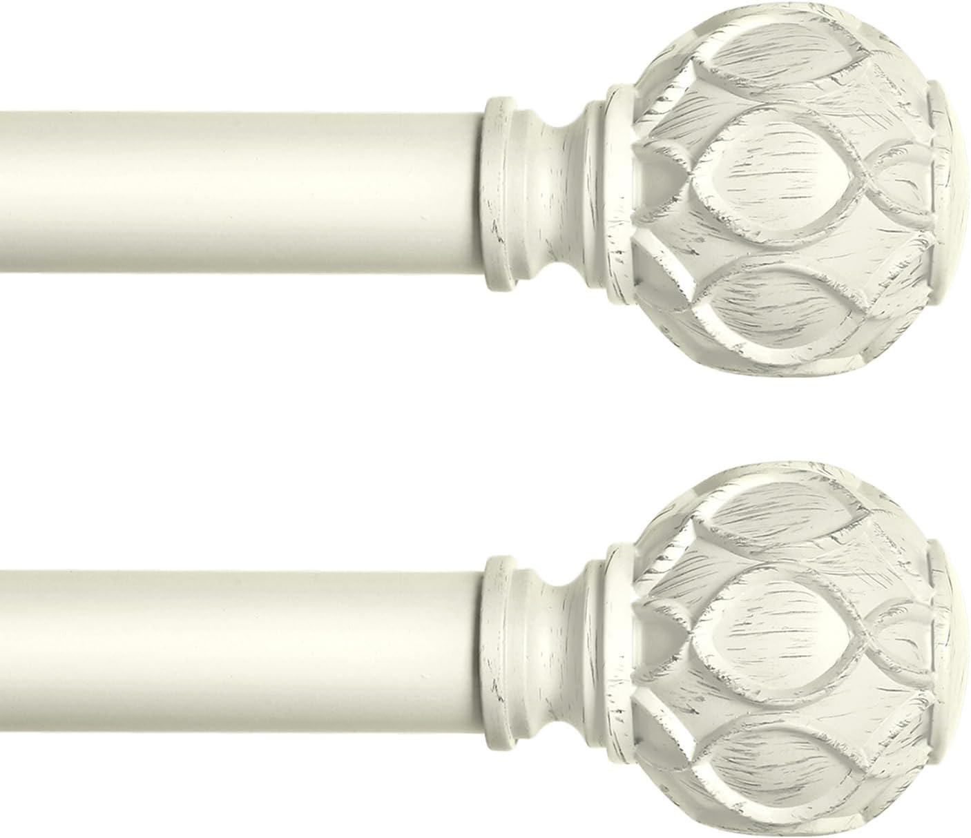 2 Pack Antique White Curtain Rods for Windows 48 to 84 Inch(4-7ft),1 Inch Adjust...