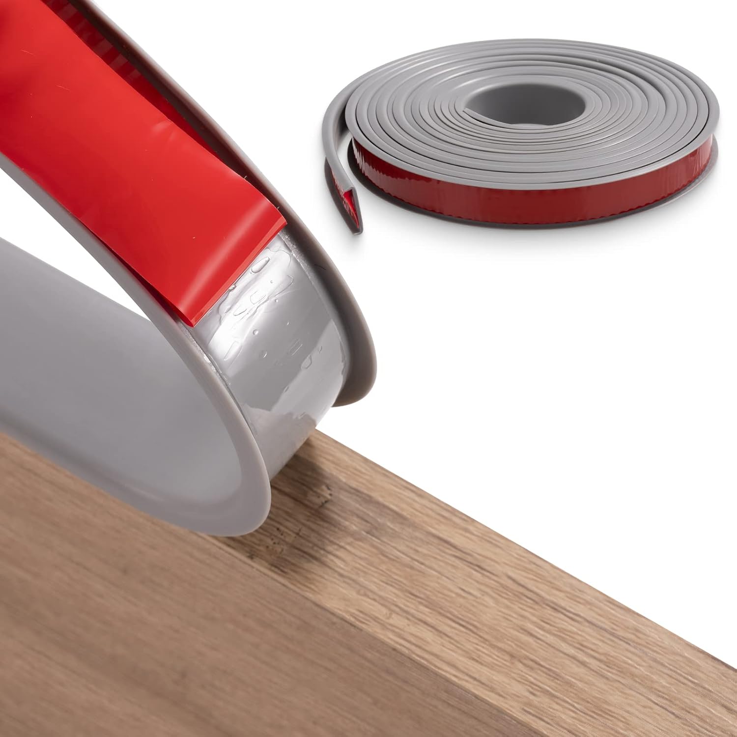 FAKILO 5m×18mm U-Shape Flexible Furniture Edge Banding, Grey TPE Self Adhesive V...