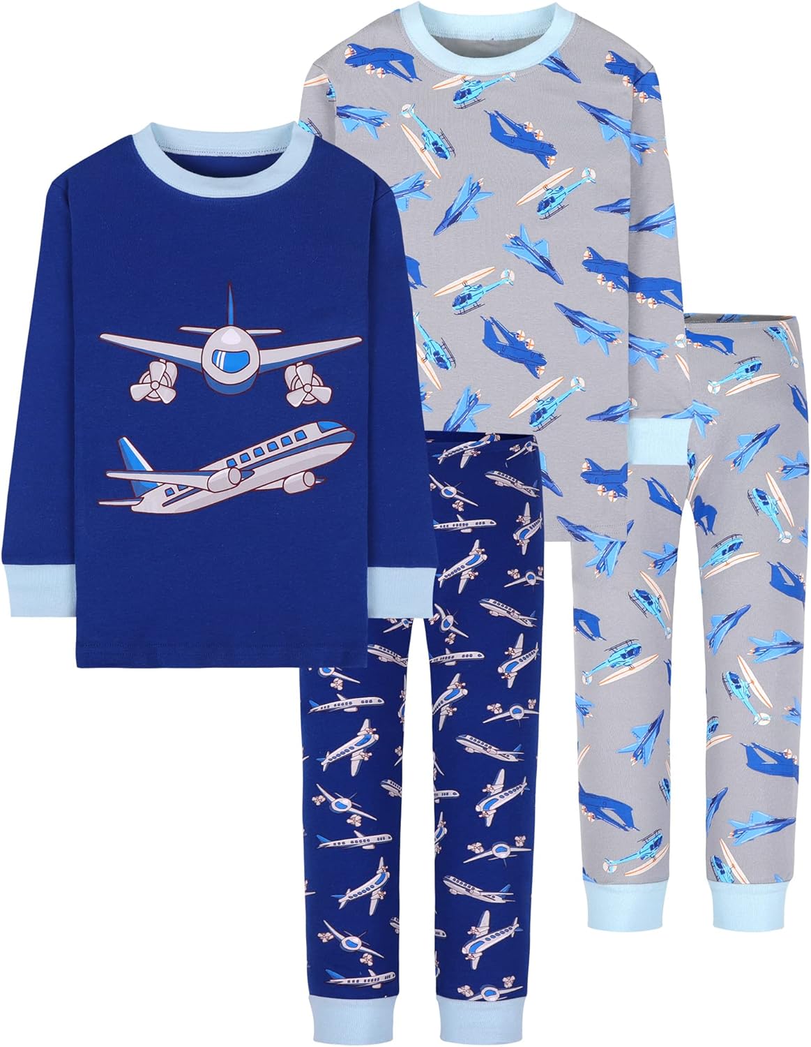 DAUGHTER QUEEN Boys Long Sleeve Pajamas Size 18Months-12Years 2T 4pcs-blue/Grey-...