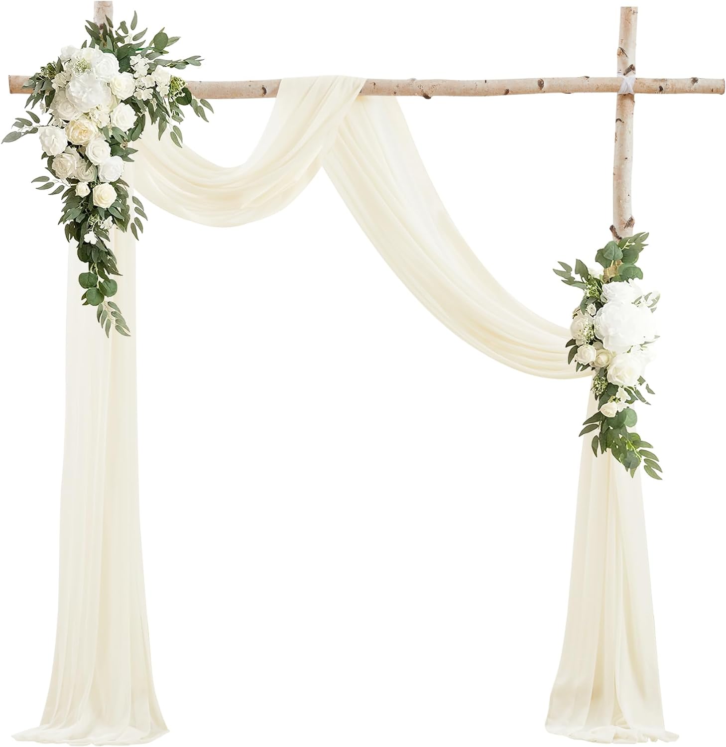 Beige Wedding Arch Draping Fabric, Special Sheer Backdrop Curtain for Wedding Ce...