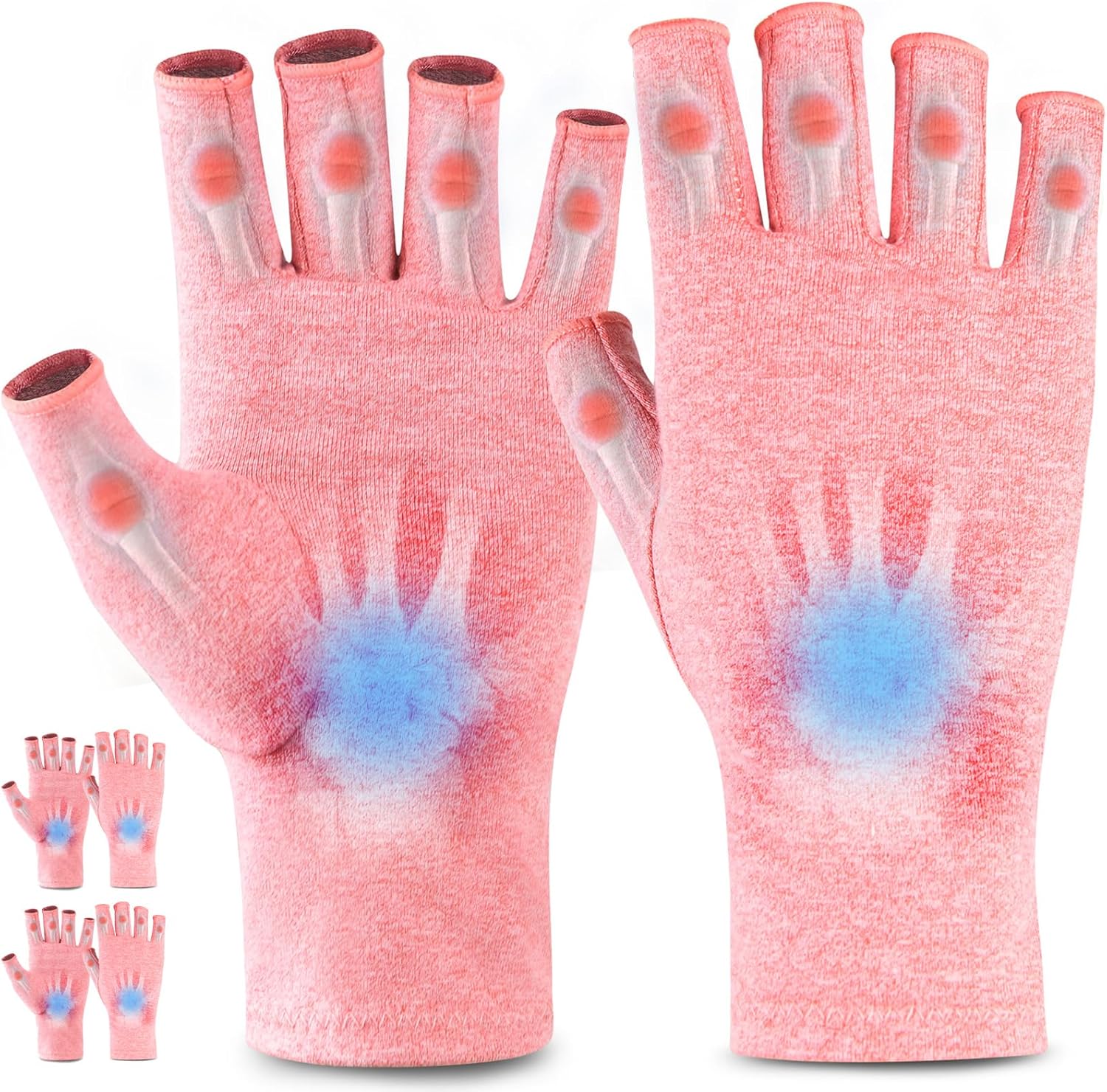 AovYoo 2 Pairs Fingerless Arhritis Compression Gloves Raynauds Gloves Rheumatoid...