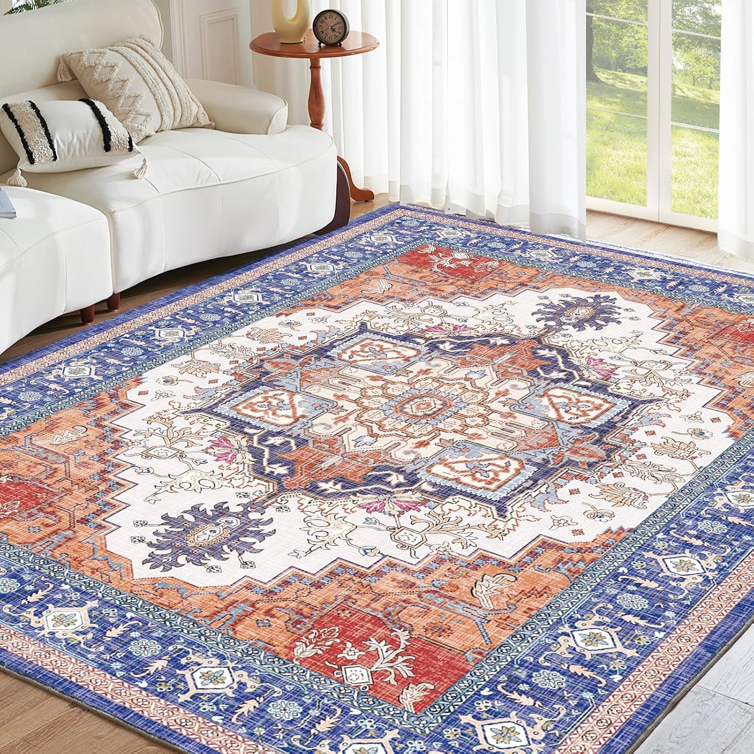 ROCYJULIN 8x10 Area Rugs, Special Low-Pile Faux Wool Area Rug for Living Room, I...