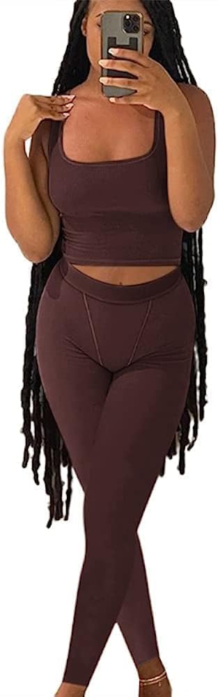 ZFLM Casual Workout Sets, Unique Two Piece Outfits for Women, Special Ribbed Cro...