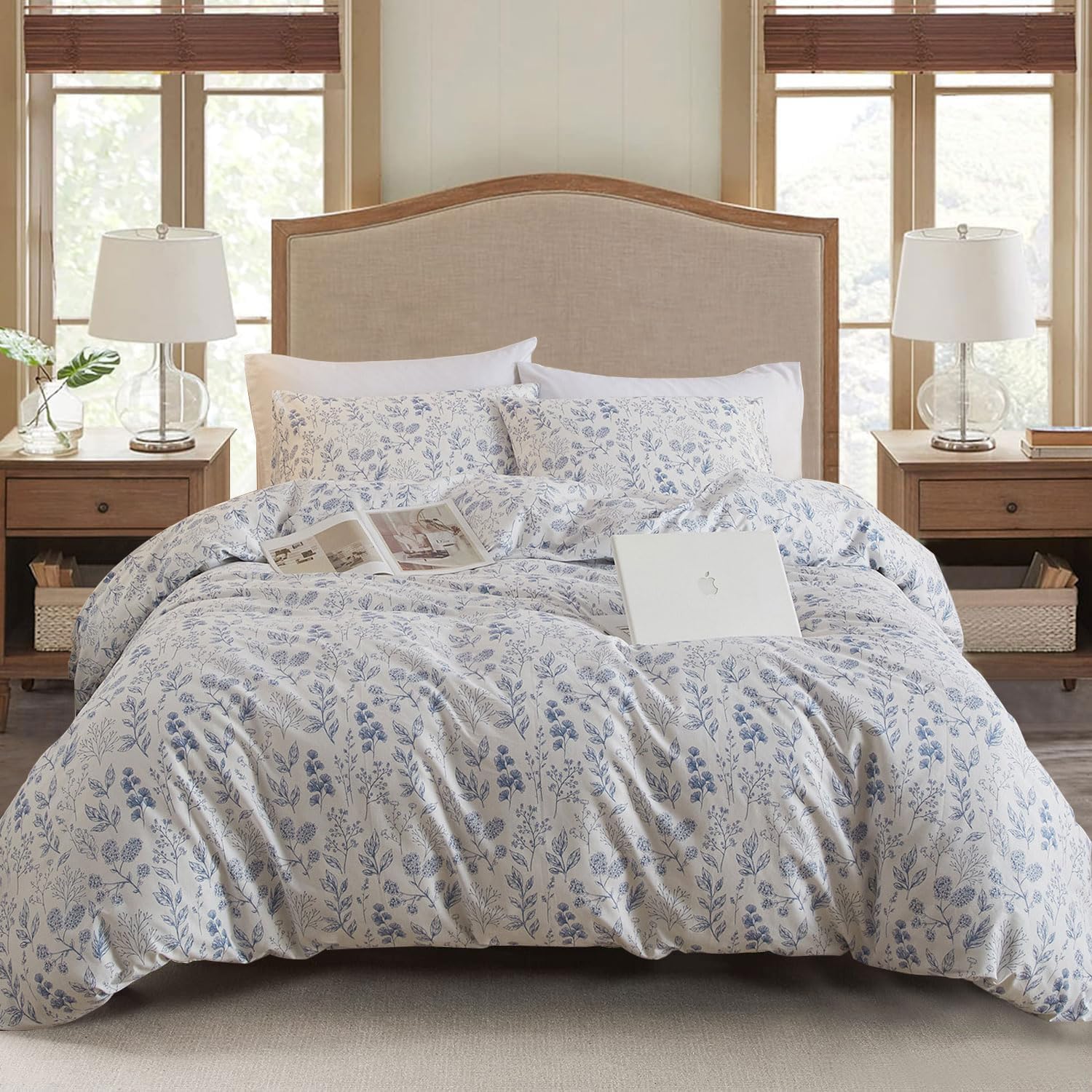 EAVD Floral Duvet Cover, Special Soft 100% Cotton Bedding Set, Innovative Garden...