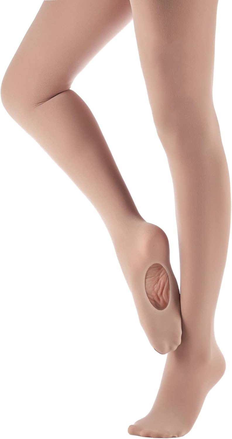 MdnMd Girls' Women's Ballet Tights Ultra Soft Convertible Dance Leggings Transit...