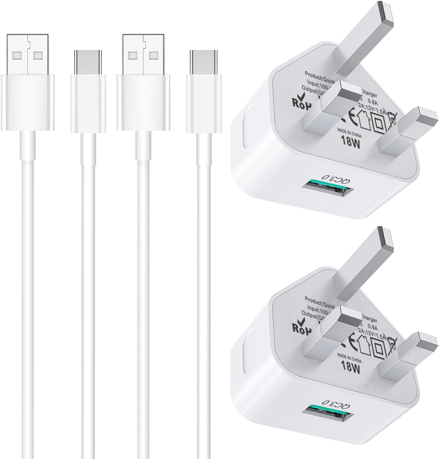 Samsung Charger,2 Pack USB Type C Charger Cable and Plug 18W Quick Phone Chargin...