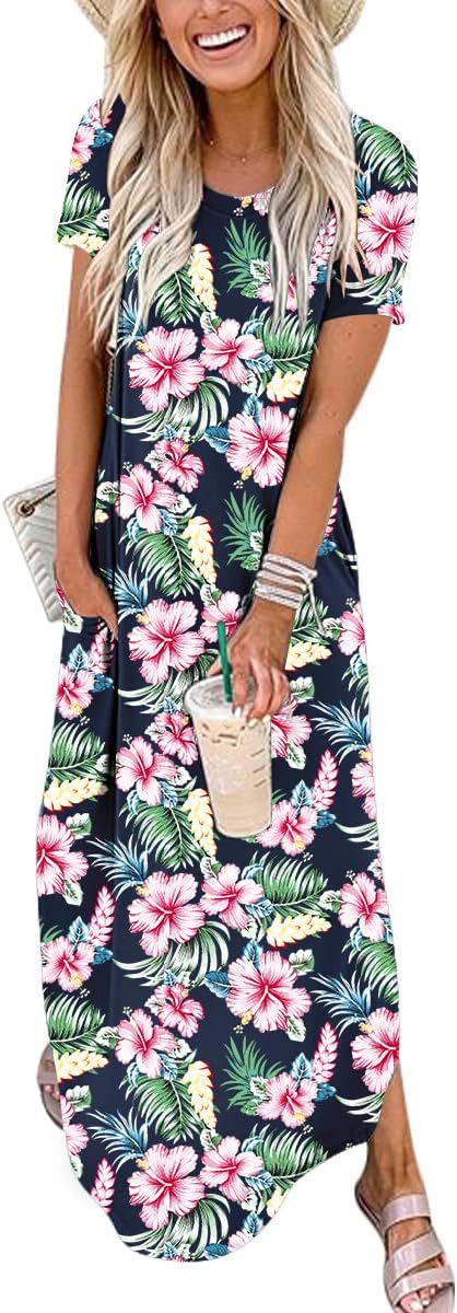 ANRABESS Women's Summer Loose Dress, Special Casual Short Sleeve Long T Shirt Dr...