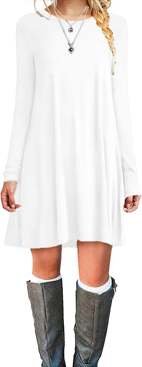 MOLERANI Women's Casual T-Shirt Dress, Special Plain Simple Long Sleeve Dress, I...