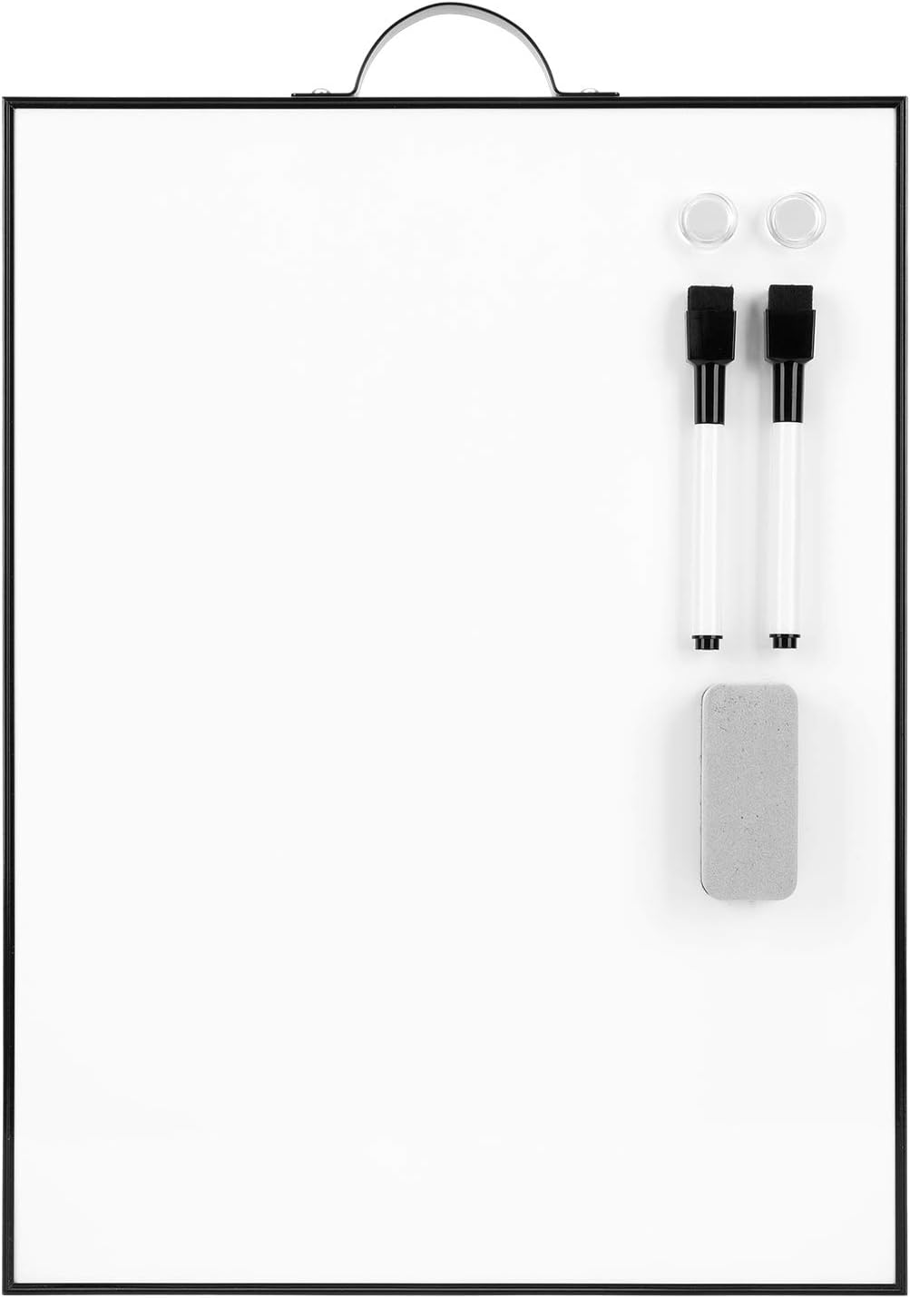 TSJ OFFICE Small White Board - 16" X 12" Portable Black Aluminum Framed Whiteboa...