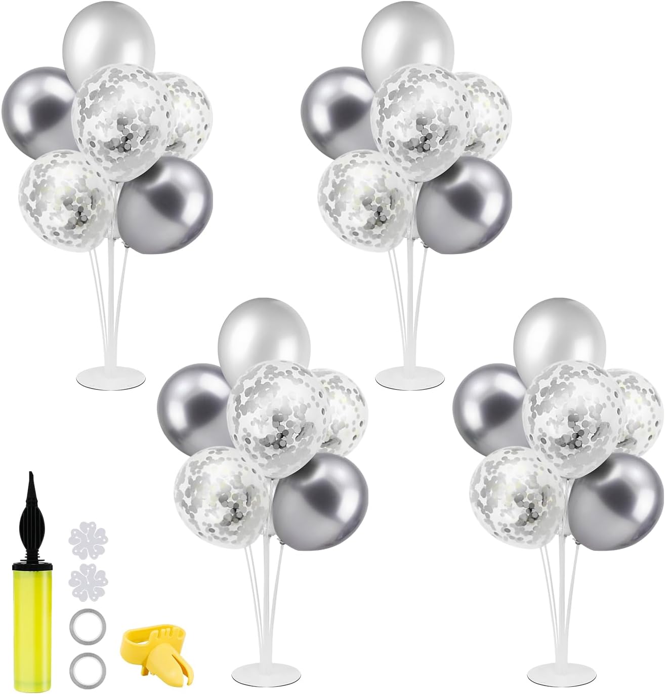 Silver Balloon Stand, Unique Table Decorations for 25th Wedding Anniversary, Spe...