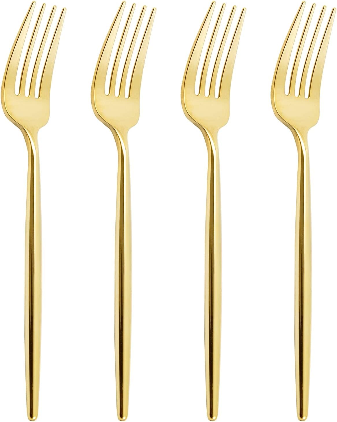 U-QE 180Pcs Gold Plastic Forks, Disposable Heavy Duty Plastic Forks, Heavyweight...