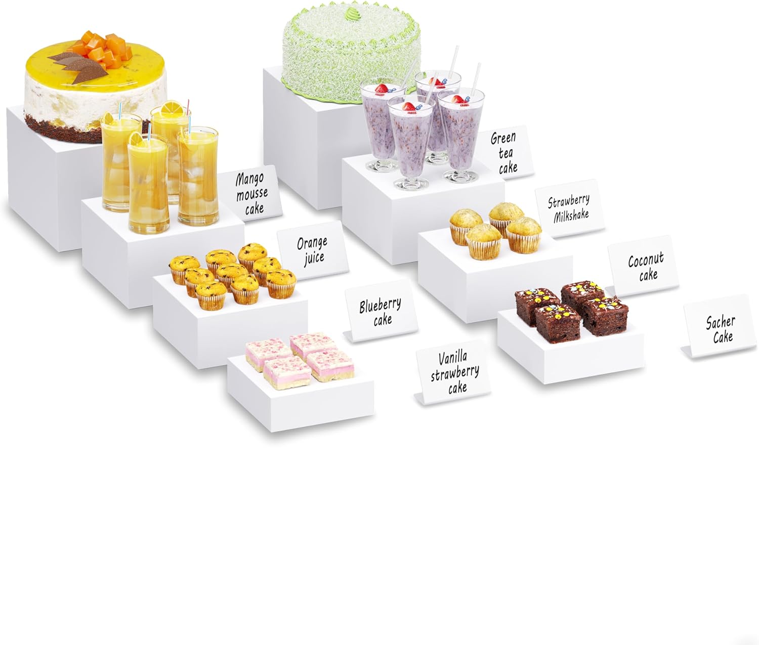 Buffet Risers with Mini Signs, Food Risers for Buffet Table, Display Stand for C...