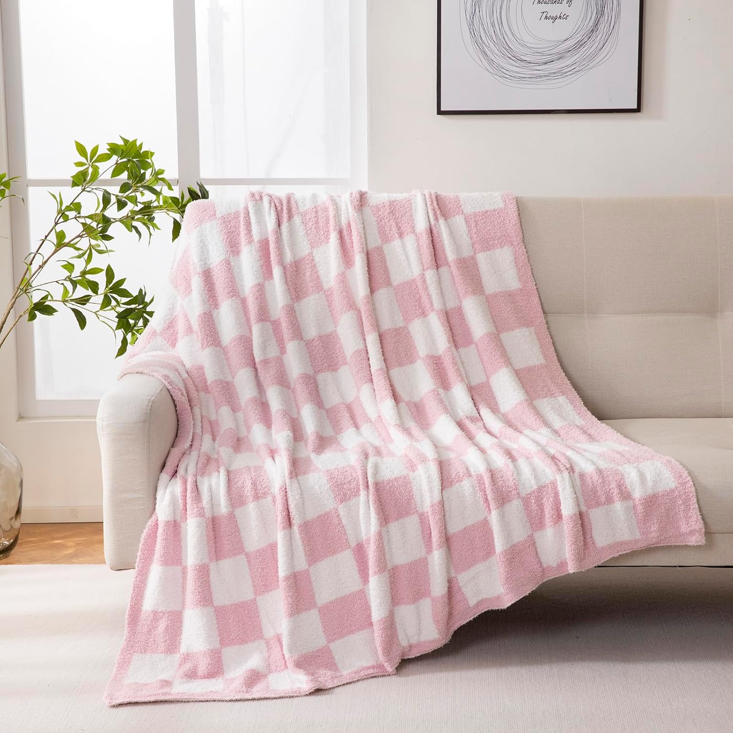 YIRUIO Throw Blanket Checkered Chessboard Fluffy Fuzzy Warmer Comfort Reversible...