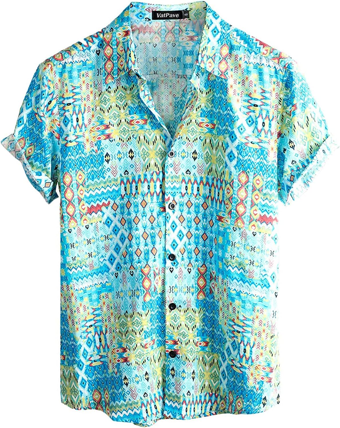 VATPAVE Mens Floral Hawaiian Shirts Short Sleeve Button Down Beach Shirts XXL Sk...