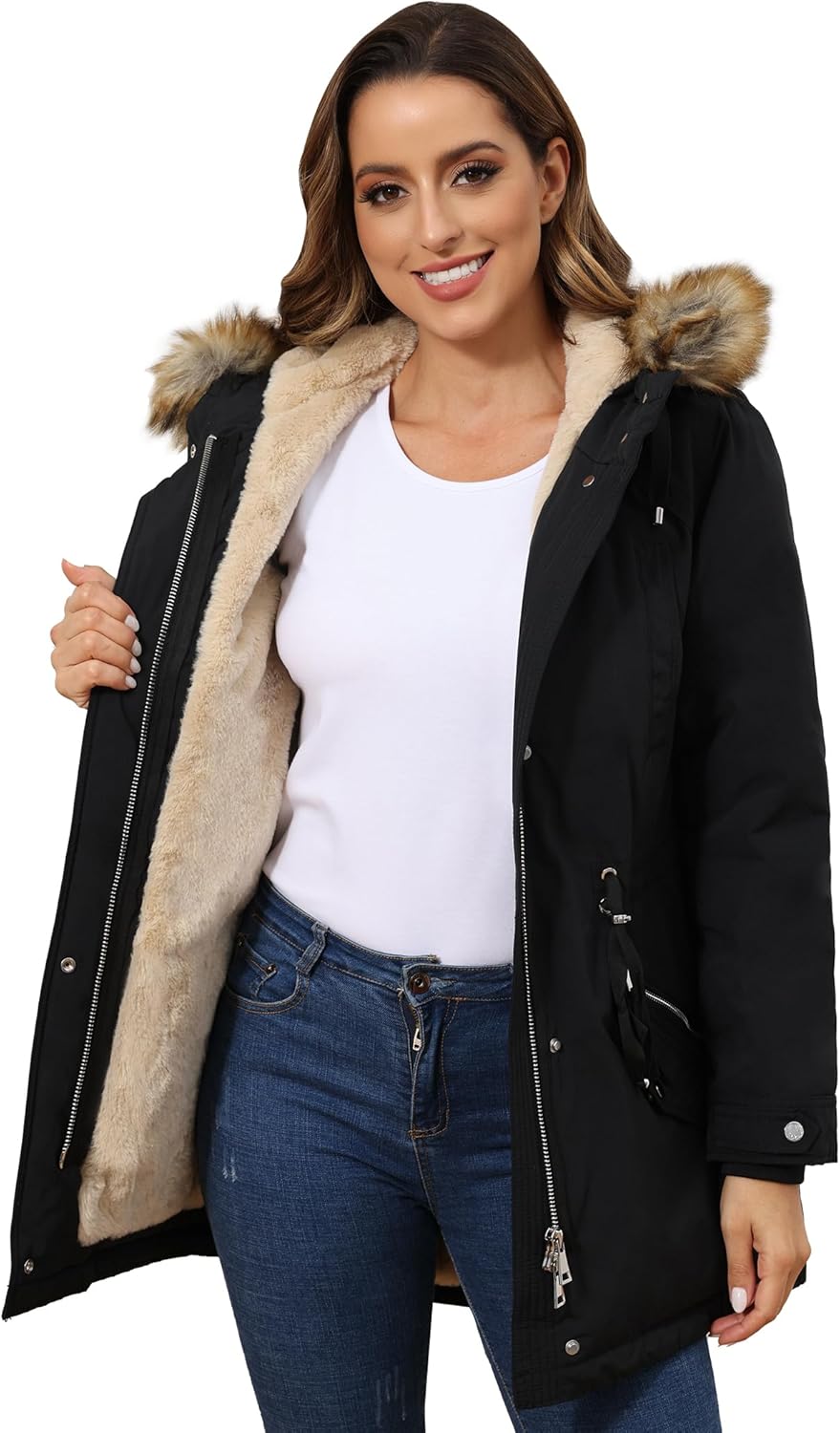 ROYAL MATRIX Women's Winter Coats Fleece Lined Parka Jacket Hooded Long Winter W...