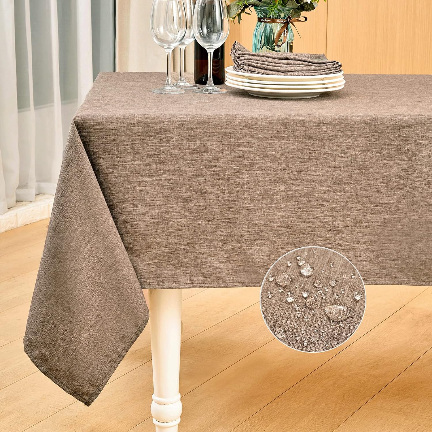 High-Quality Mebakuk Rectangle Table Cloth, Special Linen Farmhouse Tablecloth w...