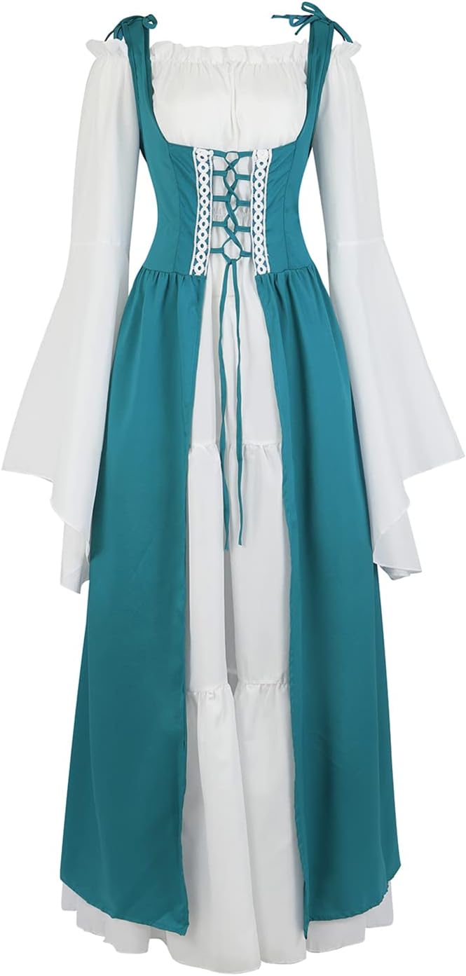 Lehauya Renaissance Costume, Special Womens Medieval Irish Over Dress, Unique Tr...