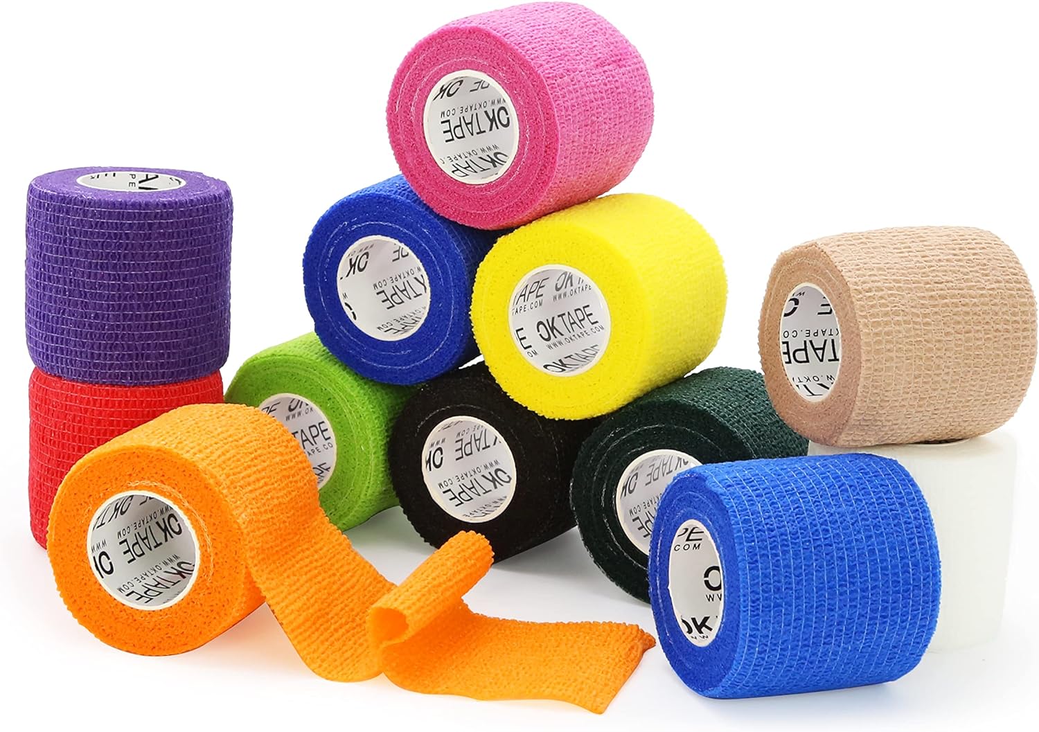 OK TAPE Self Adherent Cohesive Bandages Wrap - 12Packs, 2" x 5 Yards, Non-Woven...